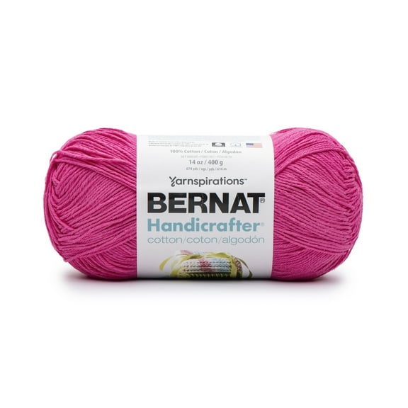 Bernat® Handicrafter Cotton™ #4 Worsted (Medium) Cotton Yarn, Hot Pink 14oz/400g 674 Yards