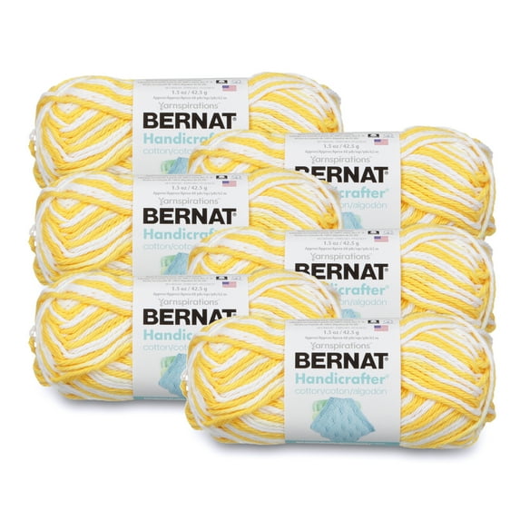 Bernat® Handicrafter® Ombre #4 Medium Cotton Yarn, Lemon Swirl Ombre 1.5oz/42.5g, 68 Yards (6 Pack)