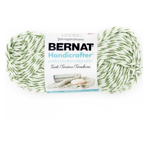 Bernat Handicrafter Twists 4 Medium Cotton Yarn, Green Twists 1.5oz/42.5g, 68 Yards