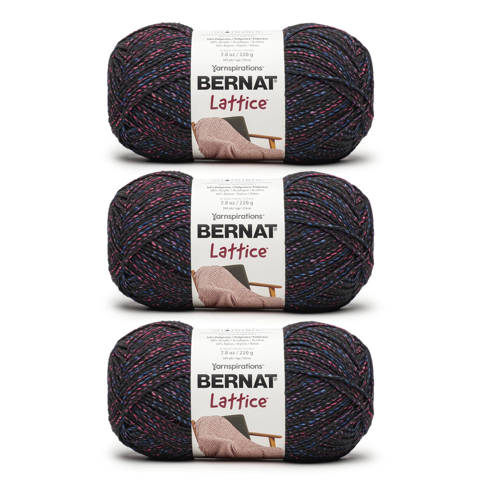 Bernat Lattice Yarn - 3 Pack, 389 Yards Each, Luminous Lime, 54% Polyester 28% Acrylic 18% Nylon, Worsted Weight - View #11