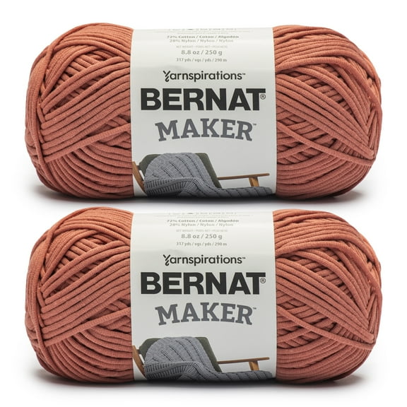 Bernat® Maker™ #5 Bulky Cotton Yarn, Fawn 8.8oz/250g 317 Yards (2 Pack)