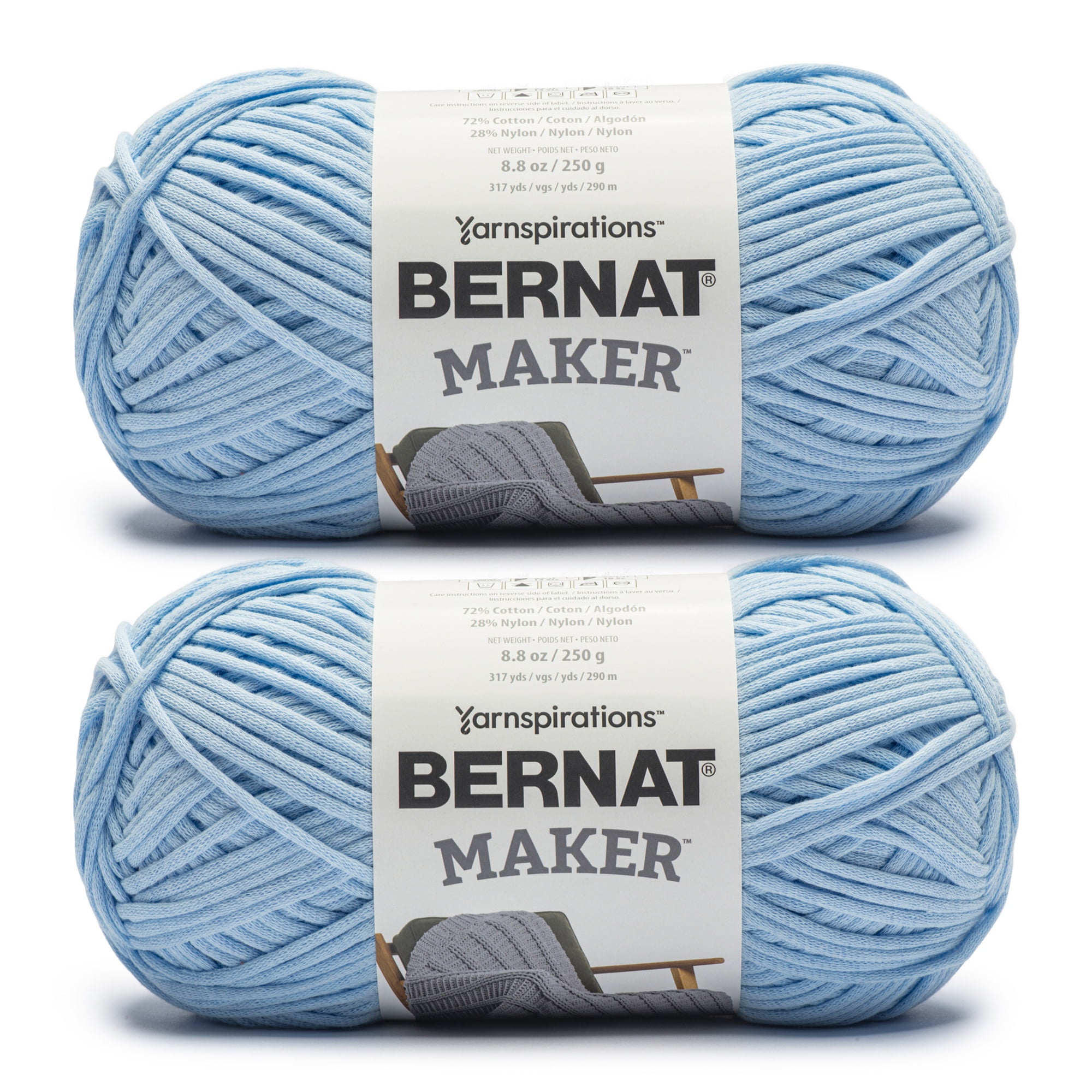 Bernat® Maker™ #5 Bulky Cotton Yarn, Sky Blue 8.8oz/250g 317 Yards (2 ...