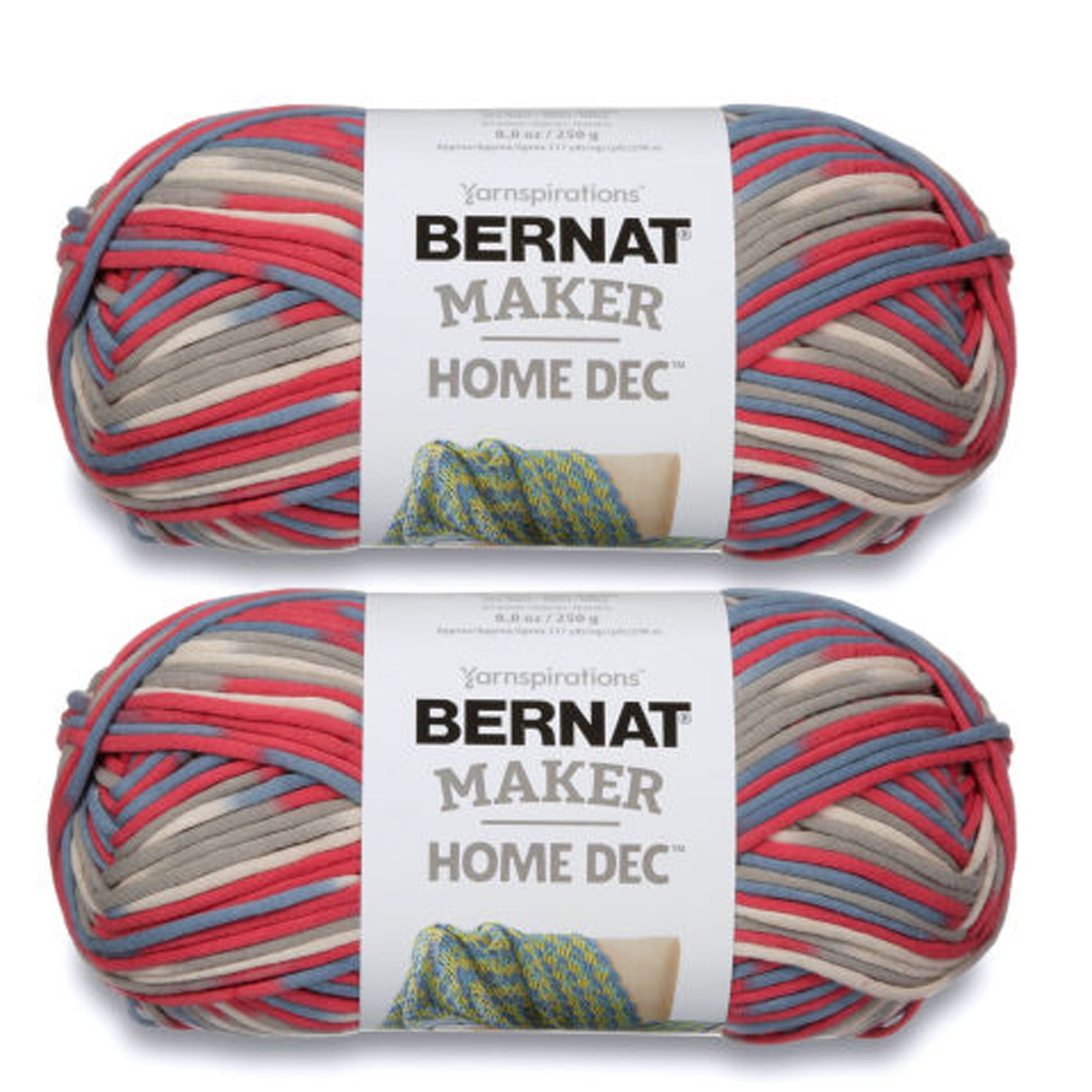 Bernat Maker Home Dec Nautical Varg Yarn 2 Pack of 250g 8.8oz Cotton 5 Bulky 317 Yards Knitting Crochet Walmart