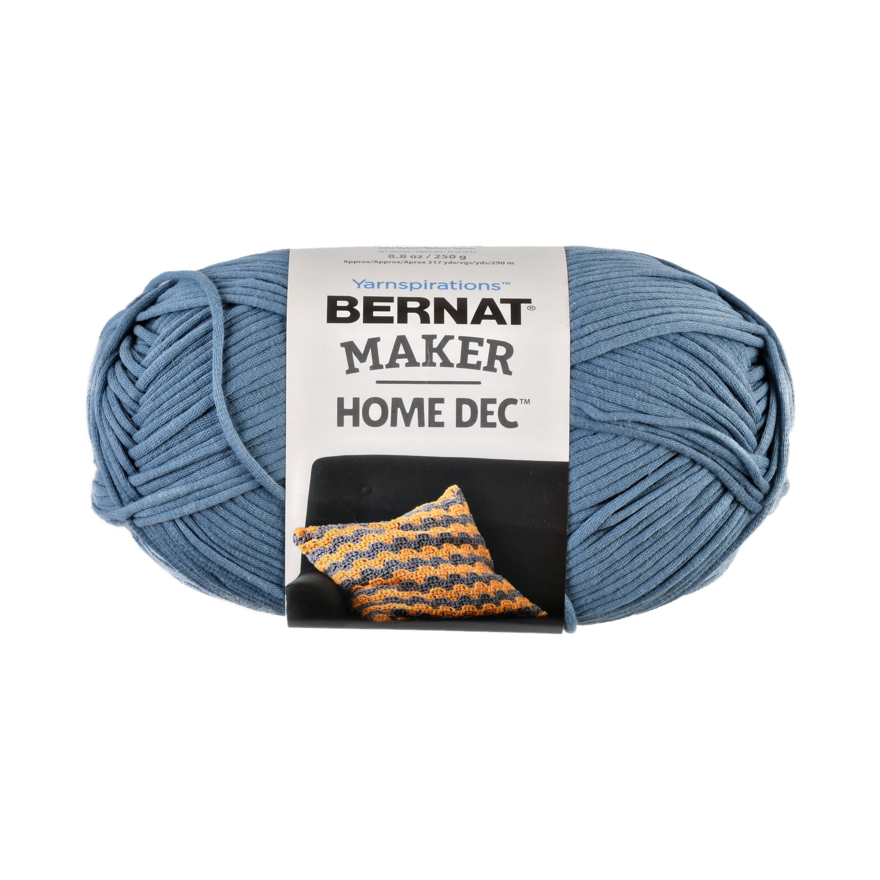 Bernat Maker Home Dec Black Yarn - 2 Pack of Easy to Use Yarn for Beginners – Cotton & Nylon Blend – Gauge #5 Bulky Yarn for Knitting, Crocheting