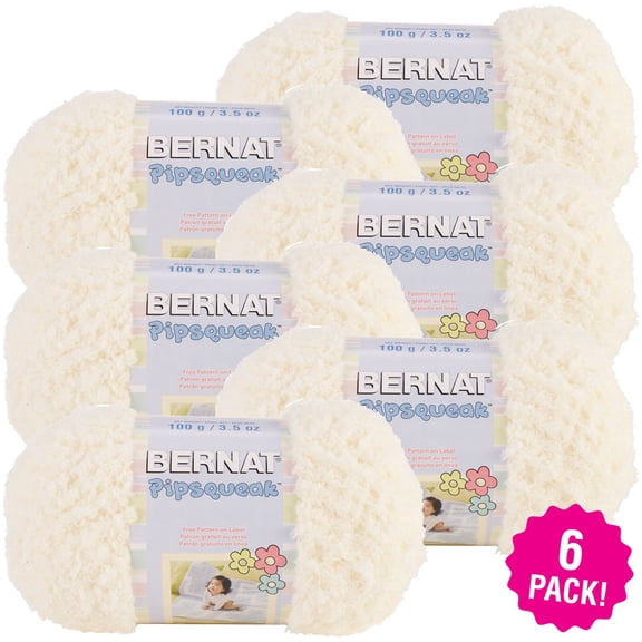 Bernat Pipsqueak Yarn - Vanilla, Multipack of 6