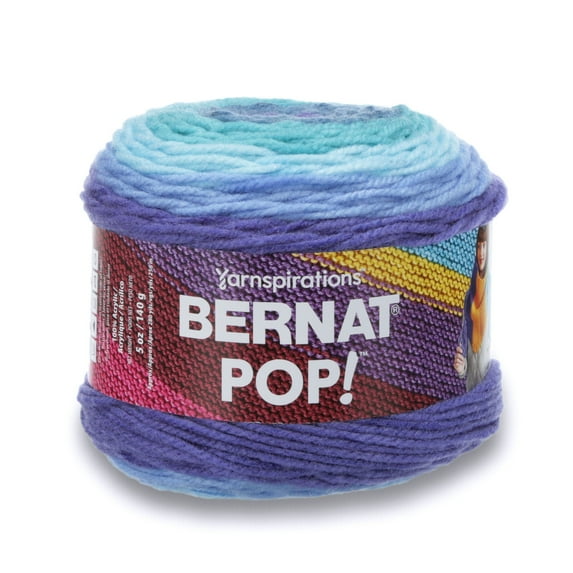 Bernat Pop! 4 Medium Acrylic Yarn, Blue Blaze 5oz/140g, 280 Yards
