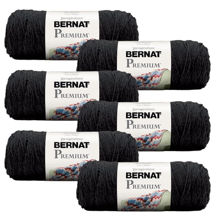 Bernat® Premium™ #4 Medium Acrylic Yarn, Black 7oz/198g, 360 Yards (6 Pack)