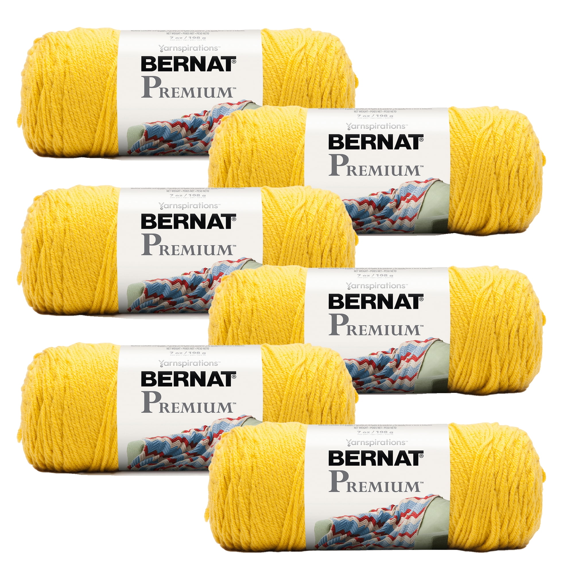 Bernat Premium #4 Medium Acrylic Yarn, Gold 7oz/198g, 360 Yards (6 Pack), Size: Six-Pack