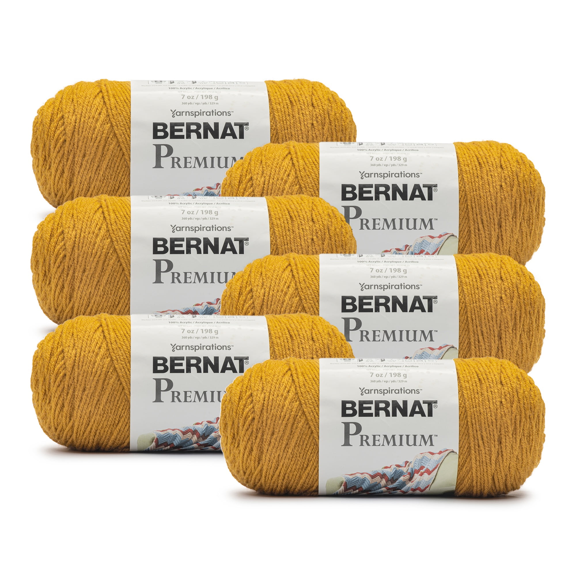 Bernat Premium 4 Medium Acrylic Yarn Med Gray Heather 7oz 198g 360Yd 6Pk Walmart