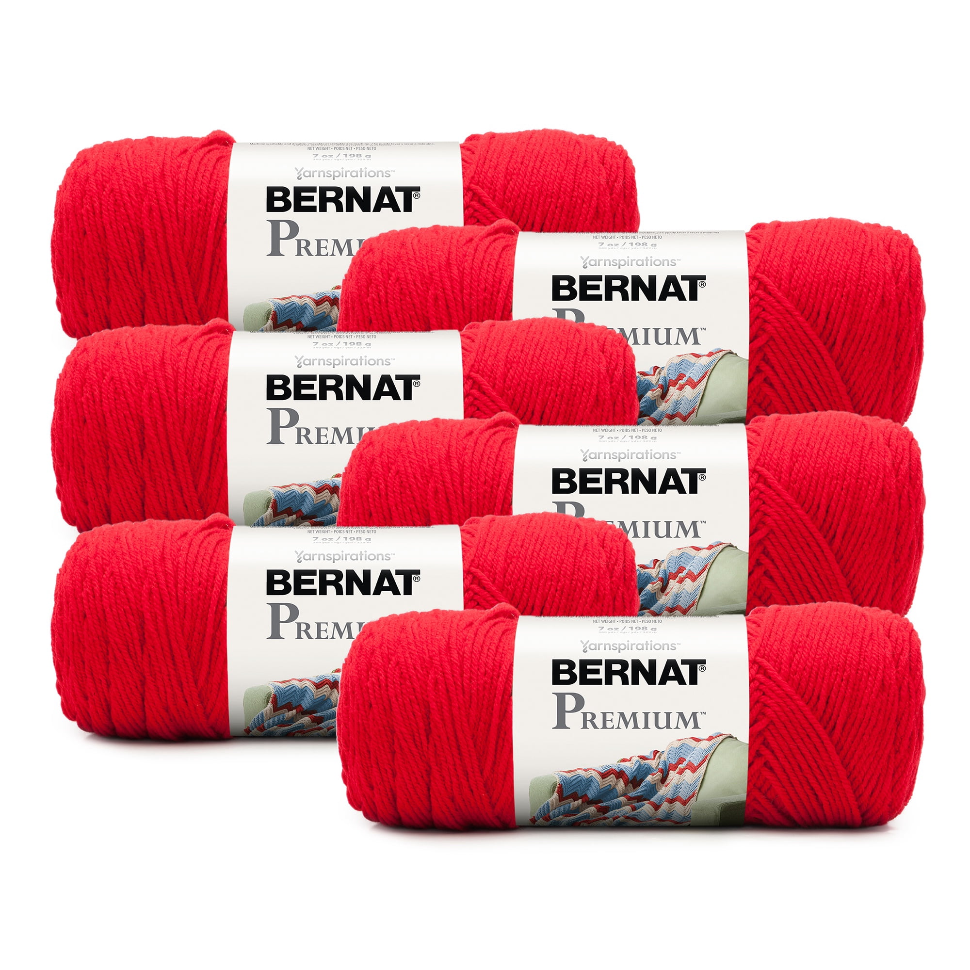 Bernat® Premium™ #4 Medium Acrylic Yarn, Red 7oz/198g, 360 Yards (6 ...