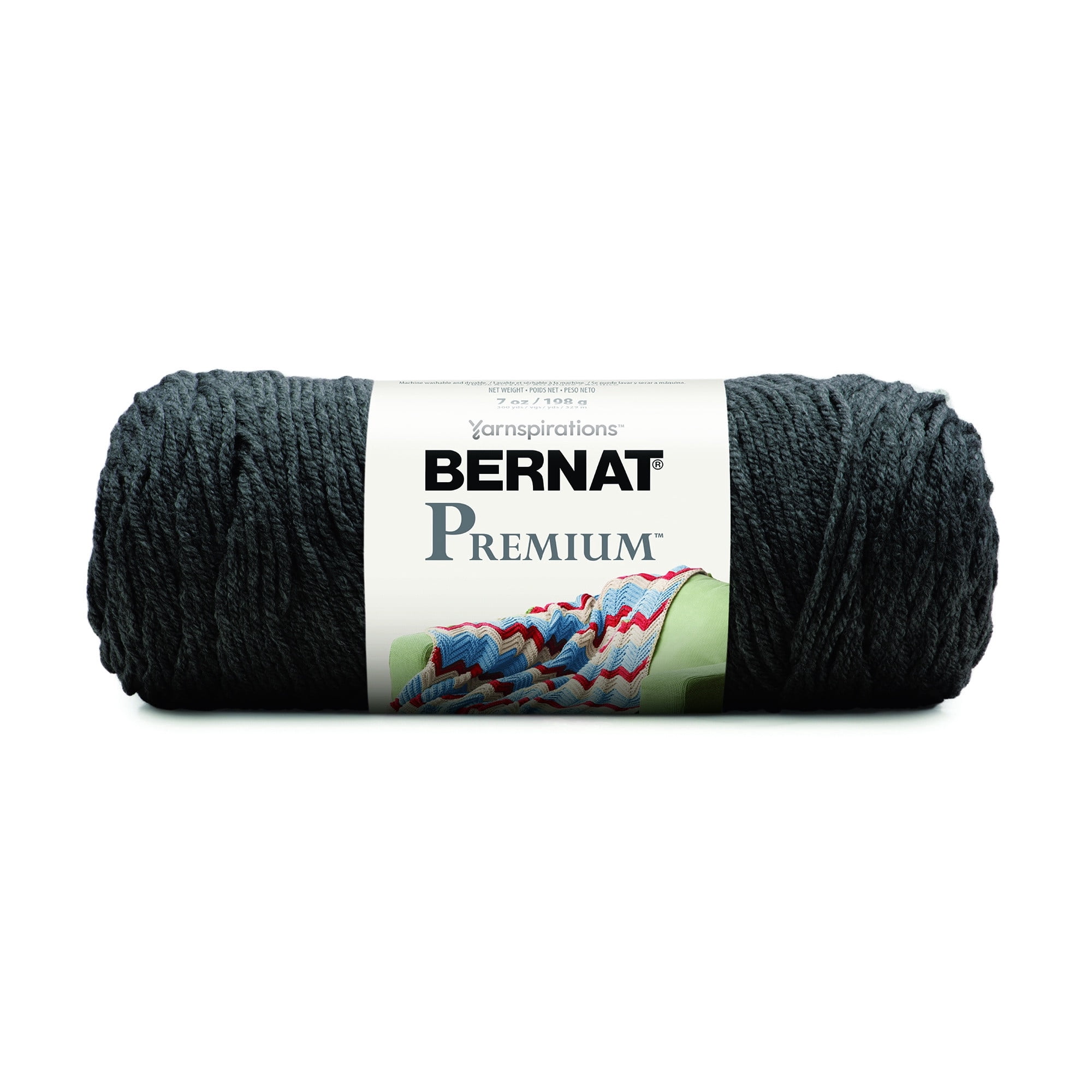 Bernat® Premium™ #4 Worsted (Medium) Acrylic Yarn, Dark Grey Heather 7oz/198g 360 Yards