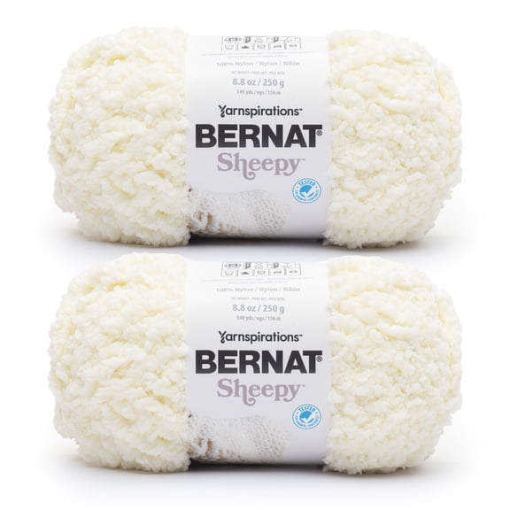 Bernat® Sheepy™ #6 Super Bulky Nylon Yarn, Cotton Tail 8.8oz/250g, 149 Yards (2 Pack)