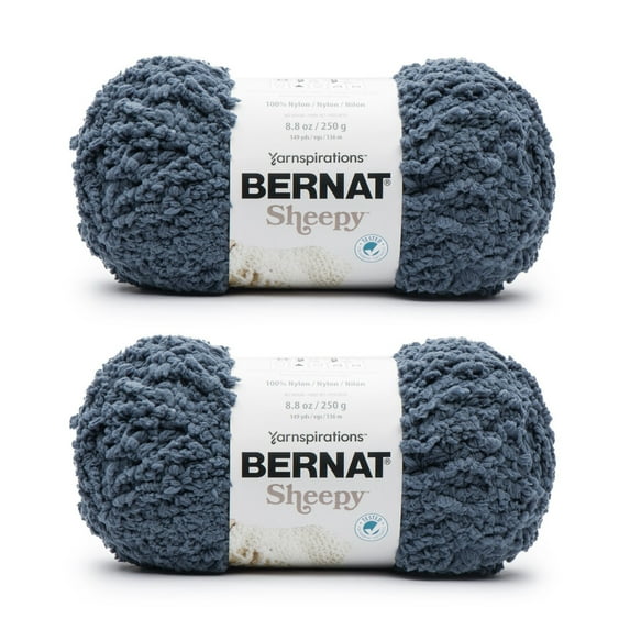 Bernat® Sheepy™ #6 Super Bulky Nylon Yarn, Deep Denim 8.8oz/250g, 149 Yards (2 Pack)