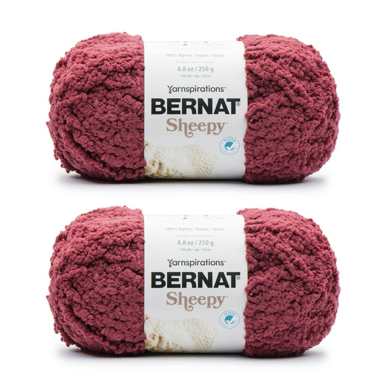 Bernat Sheepy #6 Super Bulky Nylon Yarn, Deep Red 8.8oz/250g, 149 Yards (2 Pack)