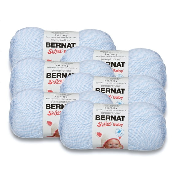 Bernat® Softee® Baby™ #3 Light Acrylic Yarn, Baby Denim Marl 5oz/140g, 362 Yards (6 Pack)