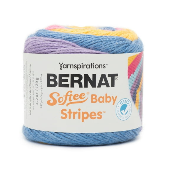 Bernat Softee Baby Stripes Yarn (120G/4.25Oz), Bright Future Stripe