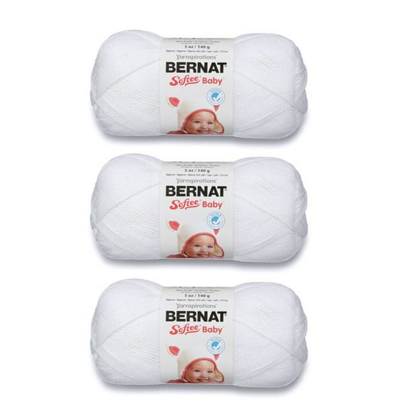 Bernat Softee Baby White Yarn - 3 Pack of 141g/5oz - Acrylic - 3 DK (Light) - 362 Yards - Knitting/Crochet