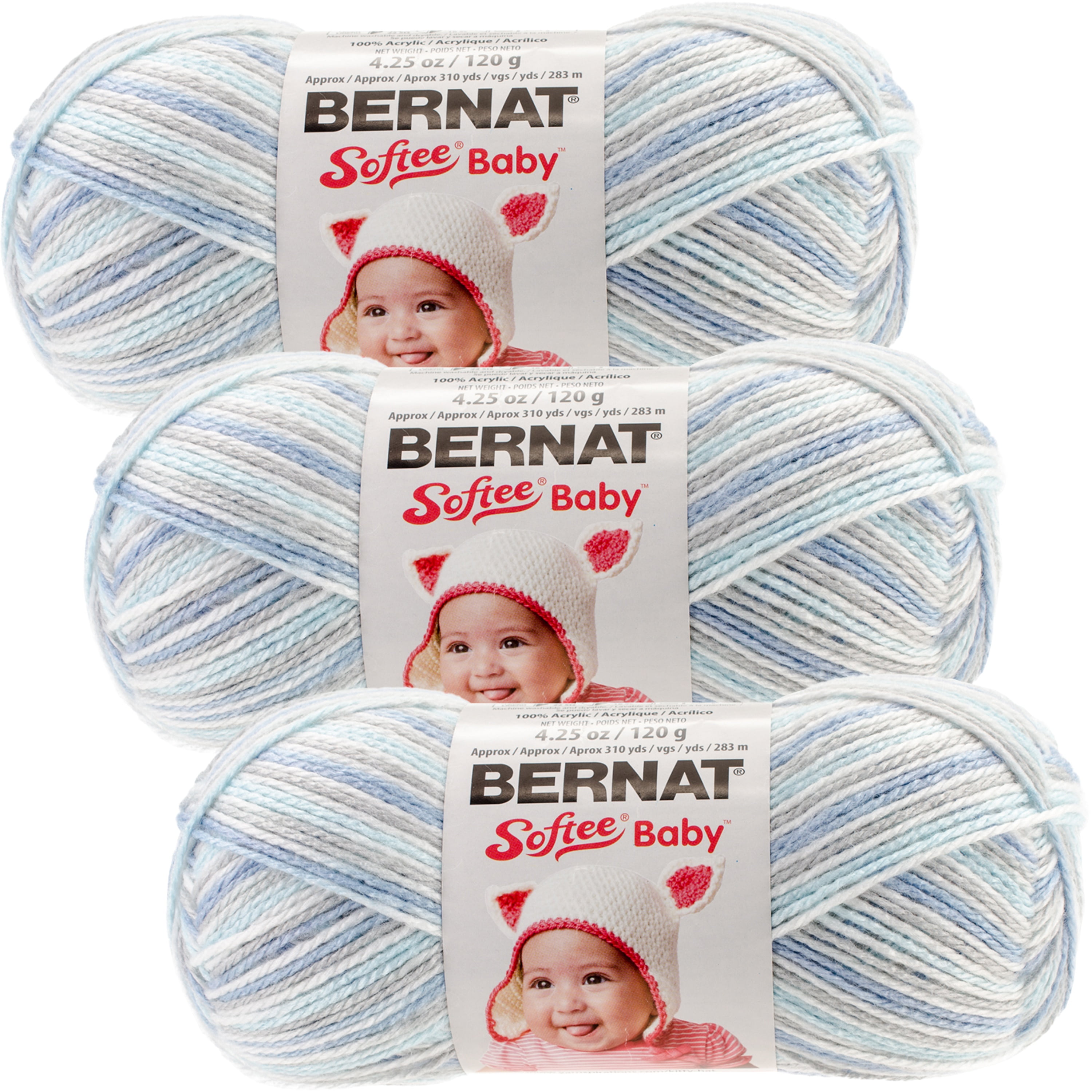 Bernat Softee Baby Pale Blue Yarn 3 Pack Of 141g/5oz Acrylic 3 Dk (light) -  362 Yards Knitting/crochet : Target