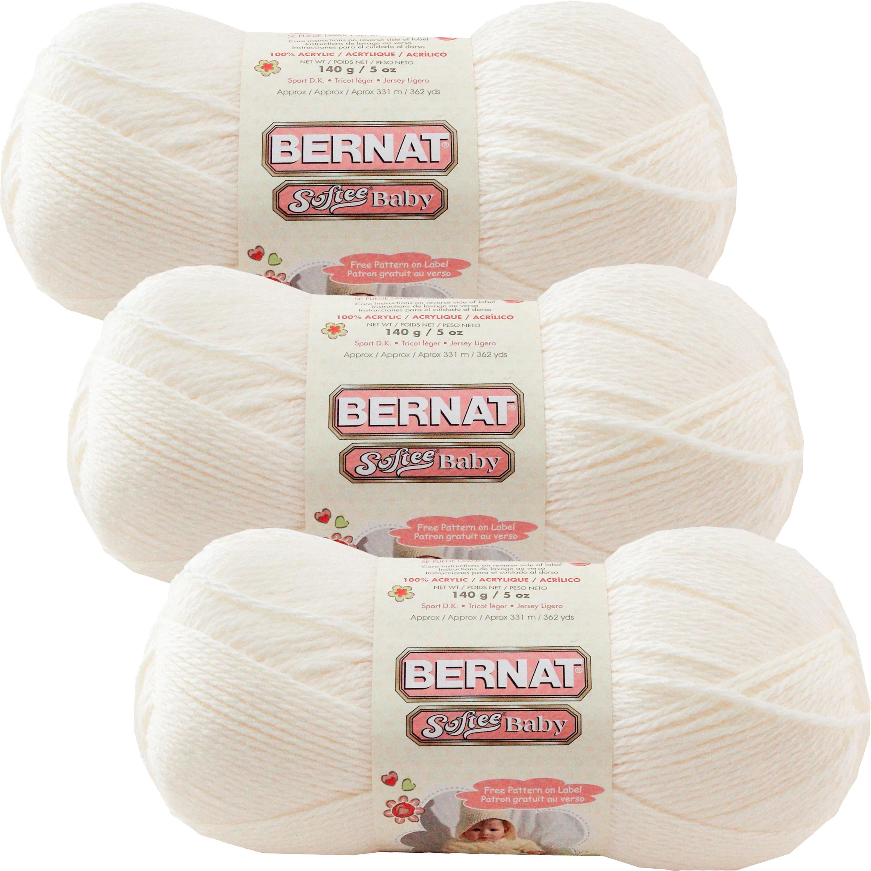Bernat Softee Baby Yarn - Solids-Antique White, Multipack of 3