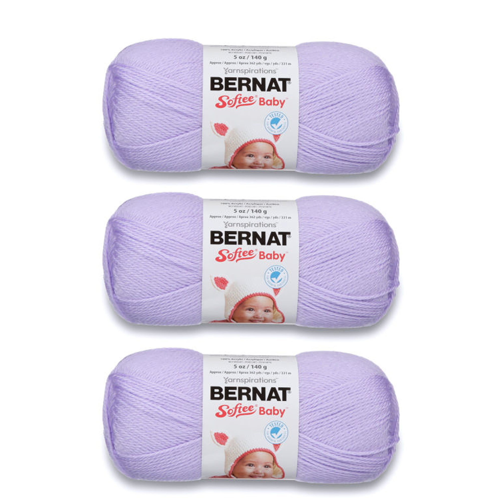 Bernat Softee Baby Soft Lilac Yarn 3 Pack of 141g 5oz Acrylic 3 DK Light 362 Yards Knitting Crochet Walmart