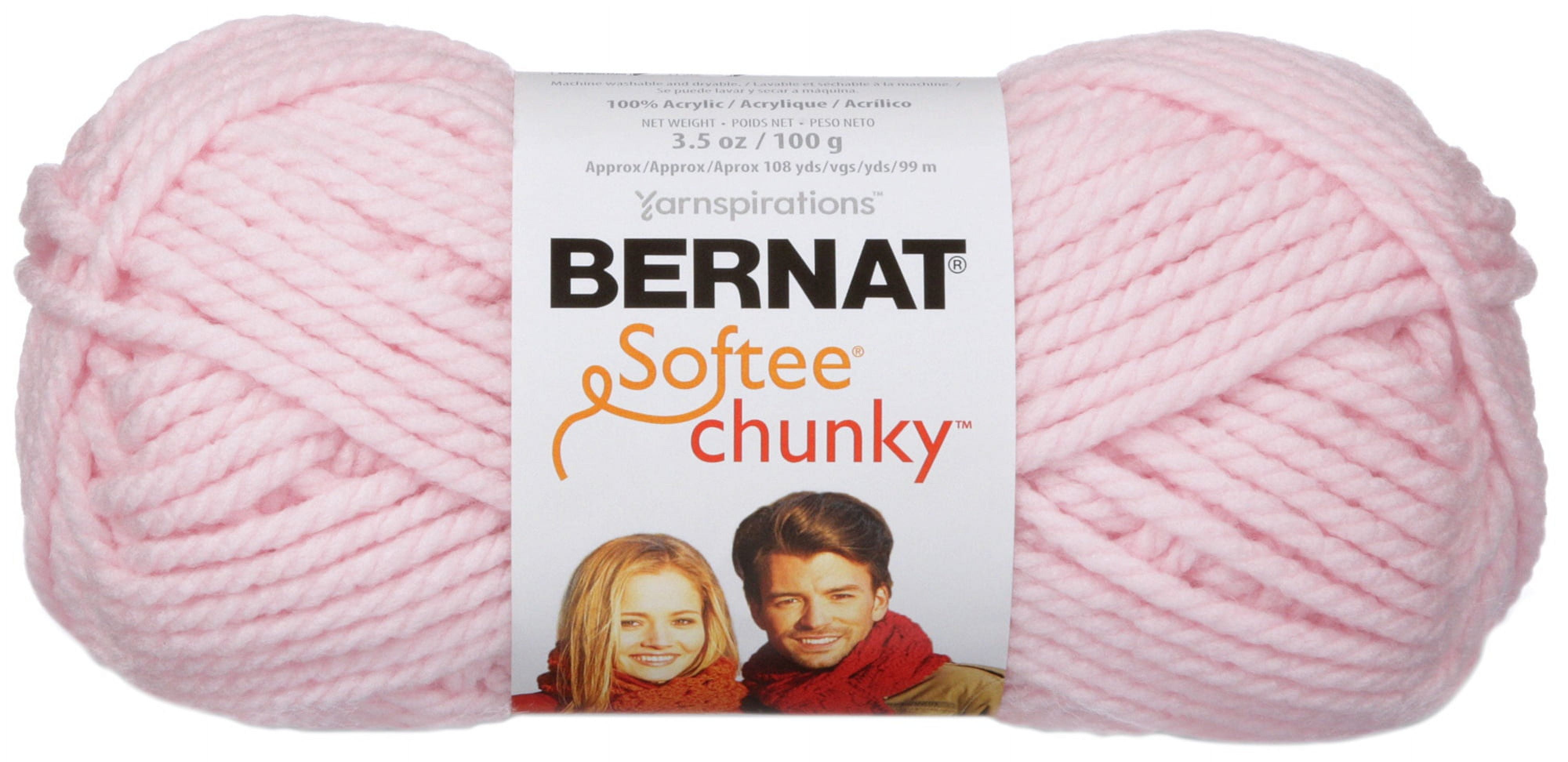 Bernat® Softee® Chunky™ #6 Super Bulky Acrylic Yarn, Baby Pink 3.5oz/100g, 108 Yards