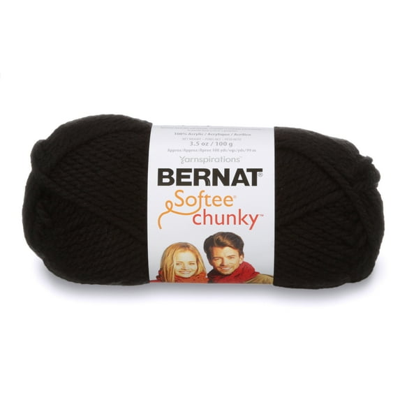 Bernat® Softee Chunky Sb™ #6 Super Bulky Acrylic Yarn, Black 3.5oz/100g 108 Yards