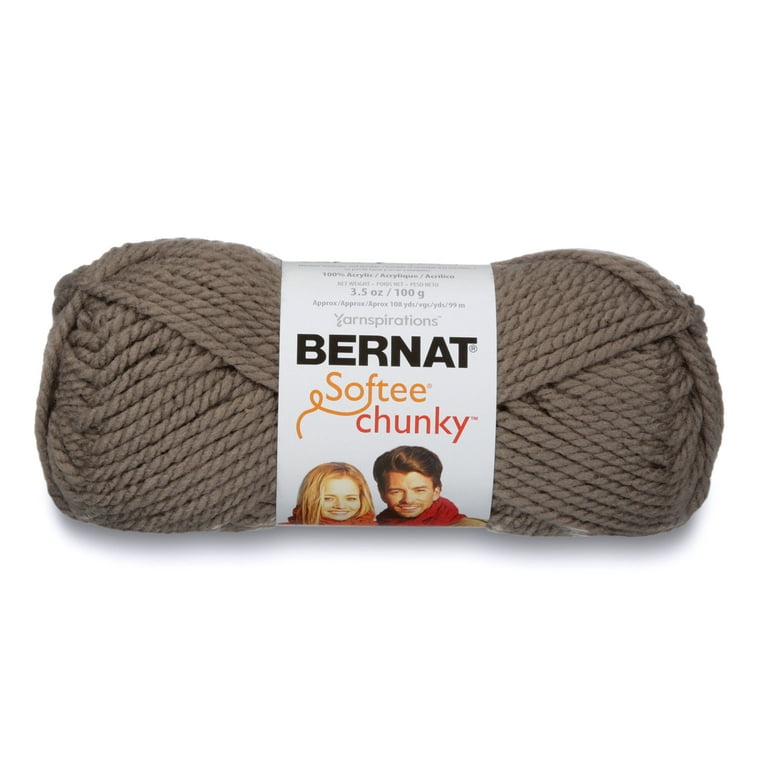 Bernat® Softee® Chunky™ #6 Super Bulky Acrylic Yarn, Taupe Gray 3.5oz/100g,  108 Yards 