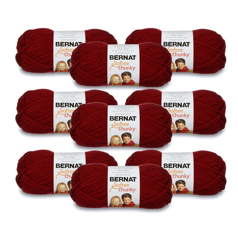 Bernat Softee Chunky 6 Super Bulky Acrylic Yarn Wine 3.5oz 100g 108 Yards 9 Pack Walmart