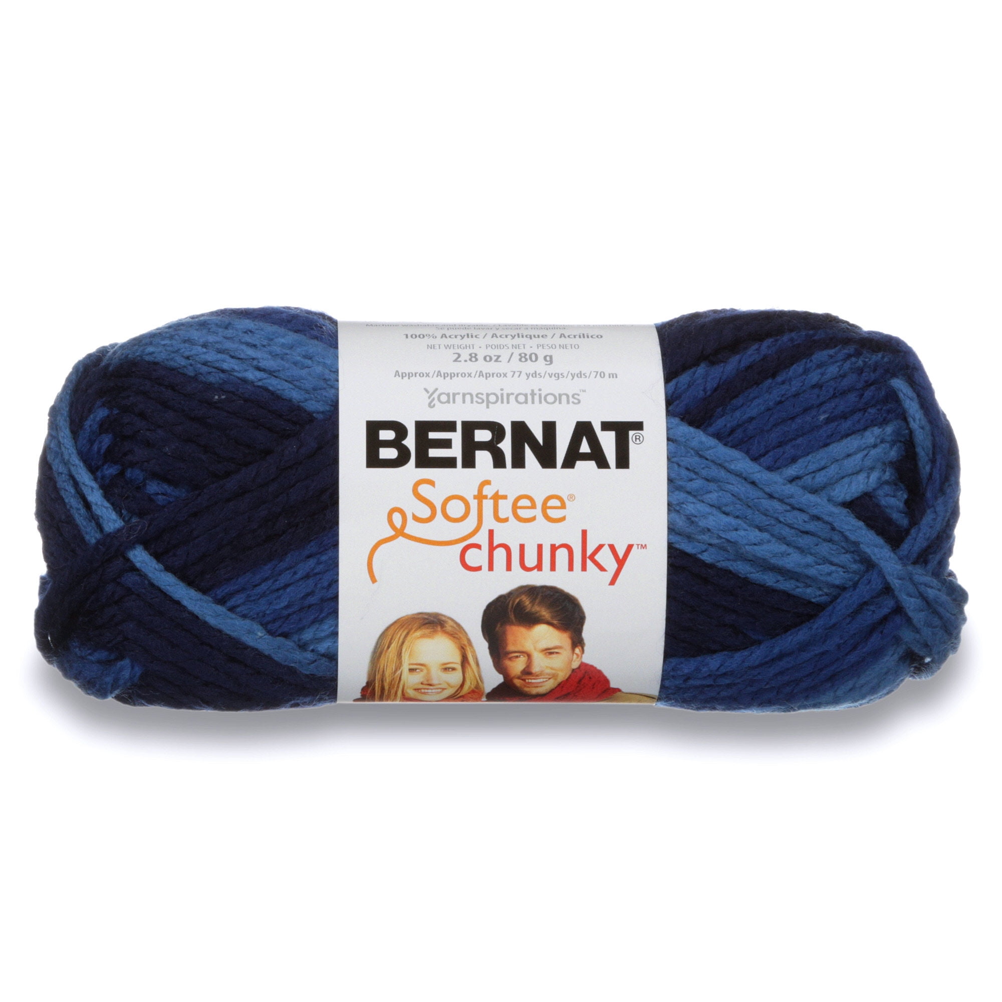 Bernat Softee Chunky Yarn 2-Pack Super Bulky #6 Each 2.8 Ounce 100% Acrylic (deep Waters)