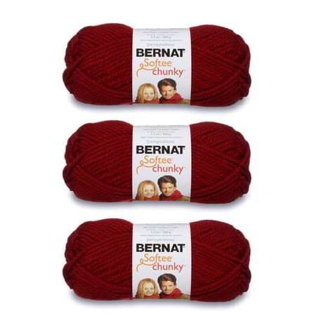 Bernat Softee Chunky Wine Yarn - 3 Pack of 100g/3.5oz - Acrylic - 6 Super Bulky - 108 Yards - Knitting/Crochet