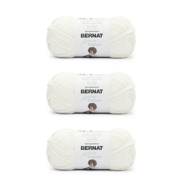 Bernat® Softee® Cotton™ #3 Light Cotton Blend Yarn, Feather Gray  4.2oz/120g, 254 Yards (3 Pack)