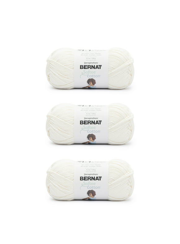 Bernat® Softee® Cotton™ #3 Light Cotton Blend Yarn, Cotton 4.2oz/120g, 254 Yards (3 Pack)