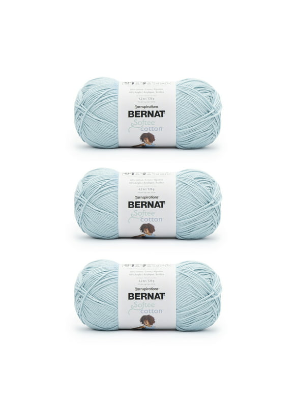 Bernat® Softee® Cotton™ #3 Light Cotton Blend Yarn, Dusk Sky 4.2oz/120g, 254 Yards (3 Pack)