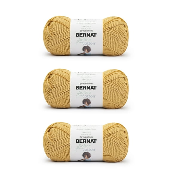 Bernat® Softee® Cotton™ #3 Light Cotton Blend Yarn, Golden 4.2oz/120g, 254 Yards (3 Pack)