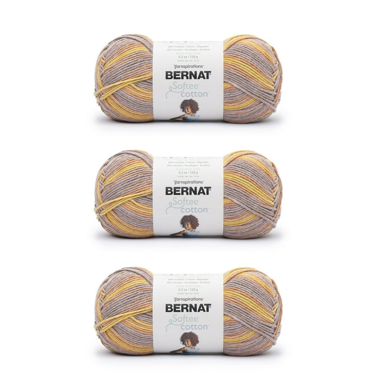 Bernat® Softee® Cotton™ #3 Light Cotton Blend Yarn, Golden Haze 4.2oz/120g,  254 Yards (3 Pack)