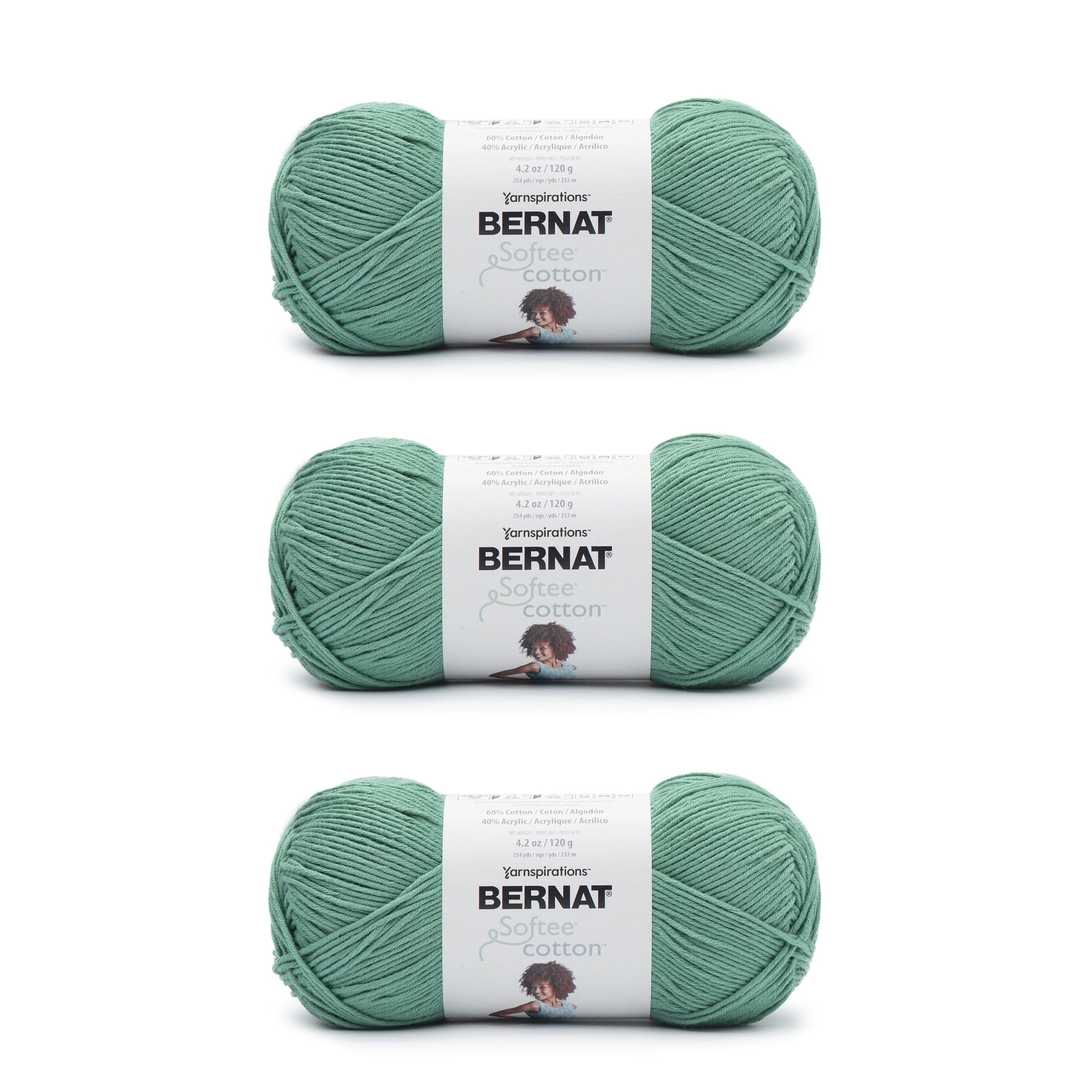 Bernat® Softee® Cotton™ #3 Light Cotton Blend Yarn, Golden Haze 4.2oz/120g,  254 Yards (3 Pack) 