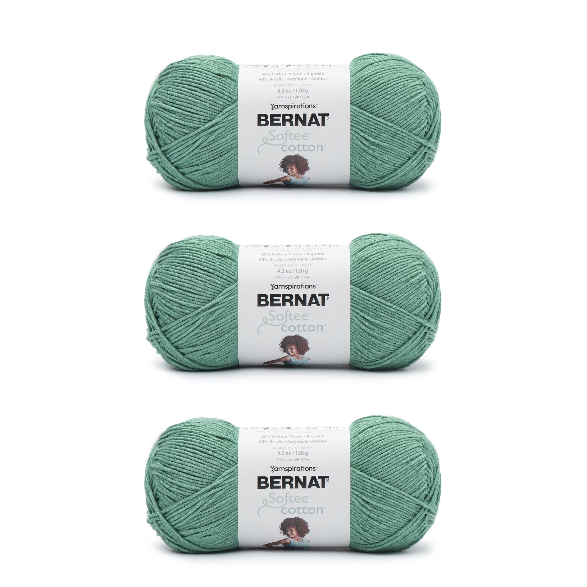  Bernat Softee Cotton Blue Waves Yarn - 3 Pack of 120g/4.25oz -  Nylon - 3 DK (Light) - 254 Yards - Knitting, Crocheting & Crafts