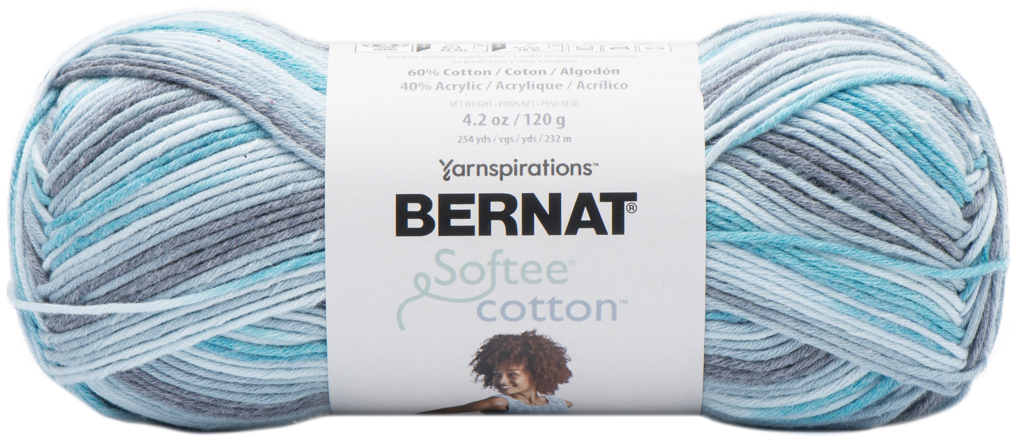  Bernat Softee Cotton Yarn, Feather Gray