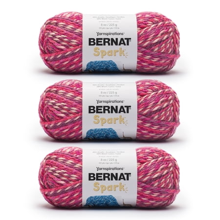 Bernat® Spark™ #5 Bulky Blend Yarn, Self love 8oz/225g 191 Yards (3 Pack)