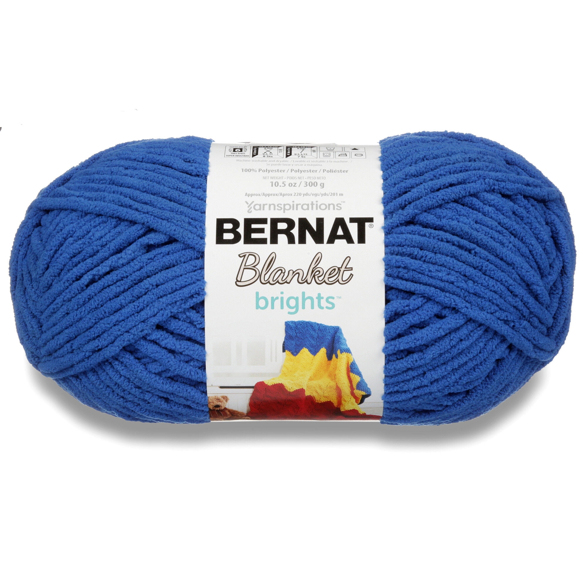 Bernat Blanket Brights Busy Blue Yarn - 2 Pack of 300g/10.5oz - Polyester -  6 Super Bulky - 220 Yards - Knitting/Crochet