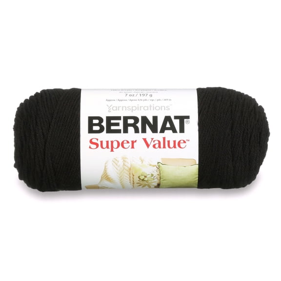 Bernat® Super Value™ #4 Worsted (Medium) Acrylic Yarn, Black 7oz/197g 440 Yards