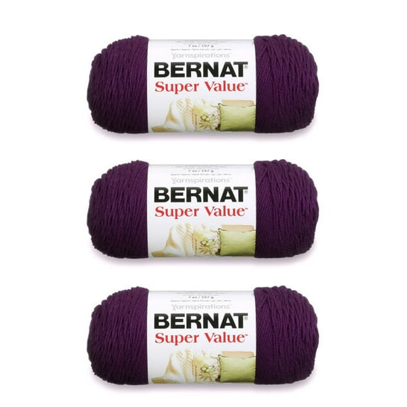 Bernat® Super Value™ #4 Medium Acrylic Yarn, Mulberry 7oz/197g, 426 Yards (3 Pack)
