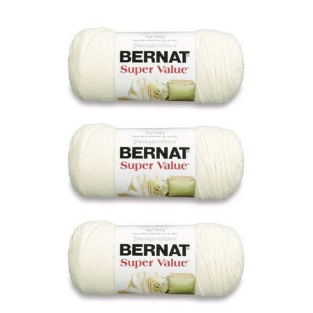 Bernat® Super Value™ #4 Medium Acrylic Yarn, Natural 7oz/197g, 426 Yards (3 Pack)