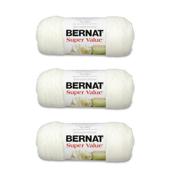 Bernat® Super Value™ #4 Medium Acrylic Yarn, Winter White 7oz/197g, 426 Yards (3 Pack)