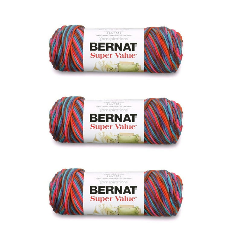 Bernat Super Value Sedona Sunset Variegated Yarn - 3 Pack of 141g/5oz - Acrylic - 4 Medium (Worsted) - 275 Yards - Knitting, Crocheting & Crafts