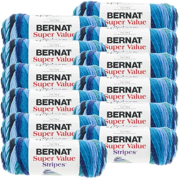 Bernat Super Value Solid Yarn 12/Pk-Oceana