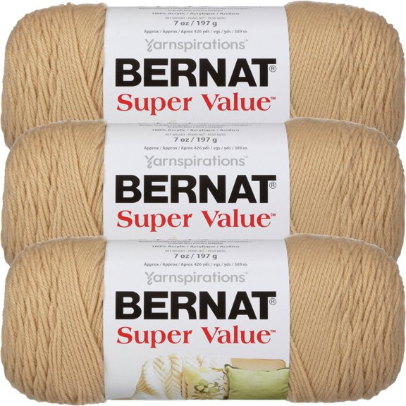 Bernat Super Value Solid Yarn-Dark Heather, Multipack Of 3