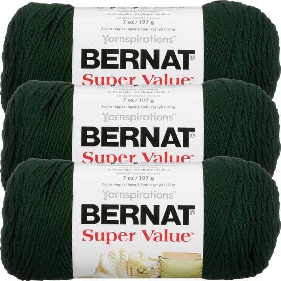Bernat Super Value Solid Yarn-Deep Sea Green, Multipack Of 3