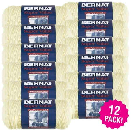 Bernat Super Value Solid Yarn - Natural, Multipack of 12