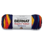 SPINRITE Bernat Super Value Stripes Worsted Acrylic Self-Striping Yarn, 100 Yards